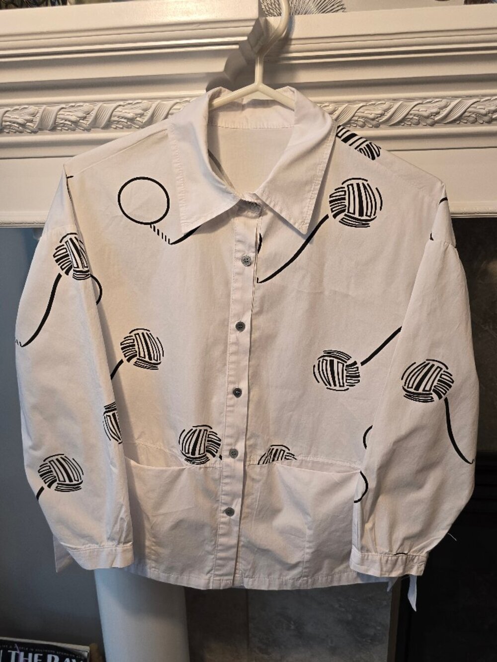 Button up long sleeve blouse white cotton blend